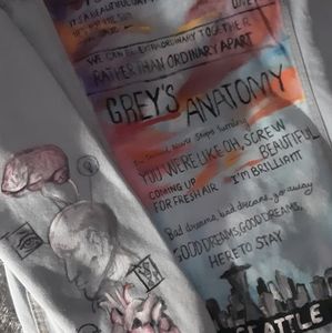 A handpainted  denim jacket with fuzzy interior